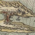 Vardø kommune viste til bl.a. Linschotens kart fra 1594 for å underbygge at de viktigste kulturlagene i Vardø ikke ligger under Kristian 4.s gate. Kart: Jan Huygen van Linschoten / Nasjonalbiblioteket.