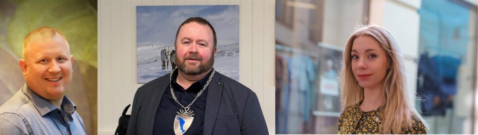Frå. v. ordførar Tor-Erik Labahå i Vardø, ordførar Raymond Fagerli i Grane og leiar av Senterkvinnene og varaordførar Kine Mosheim-Lysfjord i Vefsn. Foto: Privat.